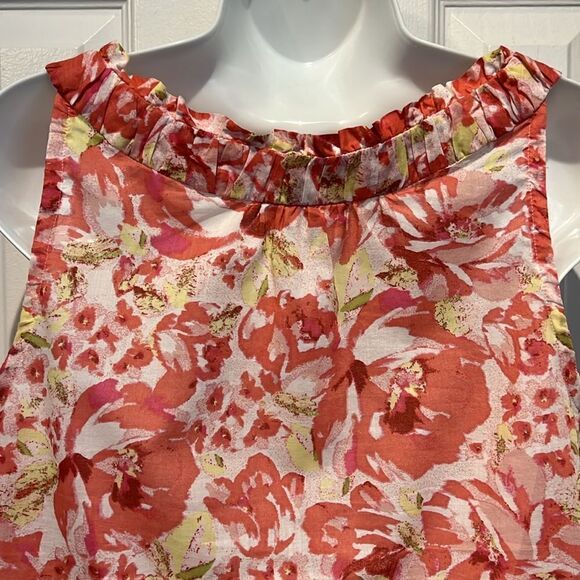 Loft Ann Taylor Sleeveless Floral Print Cotton Top Size LP - Picture 7 of 11